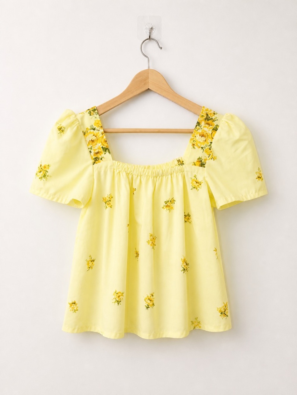 Social Grace Atelier Yellow Floral Puff Sleeve Blouse | Cottagecore |